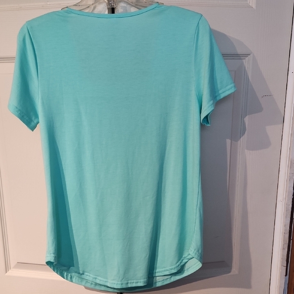 Mint green Square Neck Pleated Blouse size Medium - Picture 3 of 7